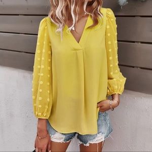 Swiss dot sleeve blouse blue